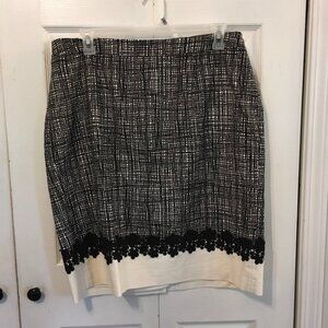 Talbots Black/Cream Mini Pencil Skirt NWOT